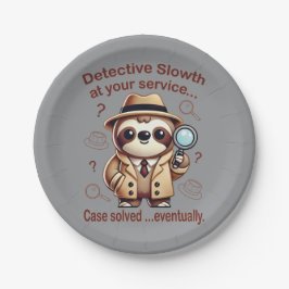 Prato De Papel "Detetive Sloth" Sloth Private Eye