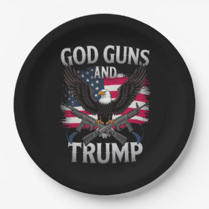 Prato De Papel Deus Armas E Trump Águia Bandeira Americana Antiga