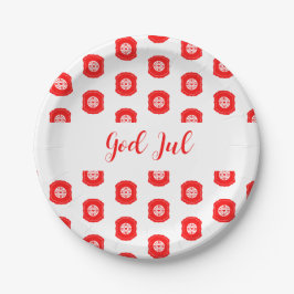 Prato De Papel Deus Jul Branco Vermelho Feliz Natal Padrão