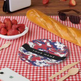 Prato De Papel Dia da Independência Camuflagem Seu nome Personali