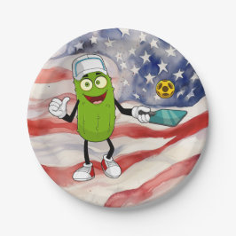 Prato De Papel Dia da Independência do Pickleball 4 de julho Amér