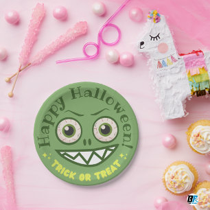 Prato De Papel Dia das Bruxas do Monstro Verde