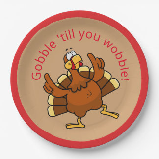 Prato De Papel Dia de Ação de Graças Gobble Até Você Cambalear