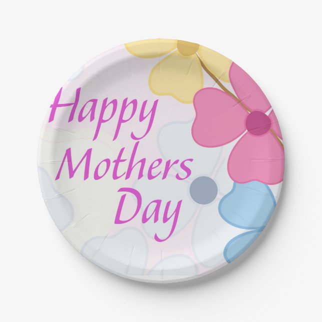 Prato De Papel Dia de as mães Feliz (Frente)