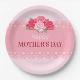 Prato De Papel Dia de as mães Feliz Elegante| Placa de papel