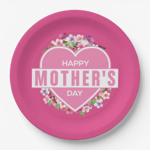 Prato De Papel Dia de as mães Feliz Floral Elegante Placa de pa