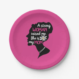 Prato De Papel Dia de as mães Rosa Forte Inspiracional