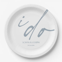 Prato De Papel Dia de Casamento Elegante Script Eu Aceito