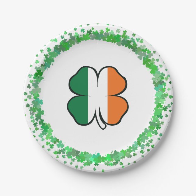 Prato De Papel Dia de Clover Saint Patrick, Irlanda (Frente)