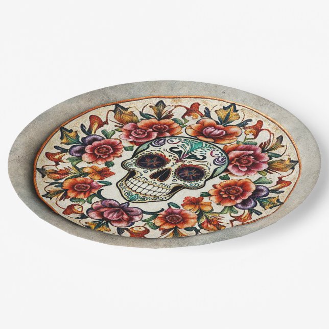 Prato De Papel 🎉 💀: Día de los Muertos, Doom da Radiação do Sku (Inclinado)