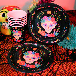 Prato De Papel Dia de los Muertos Sugar Skull