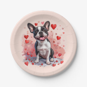 Prato De Papel Dia de os namorados Boston Terrier Dog