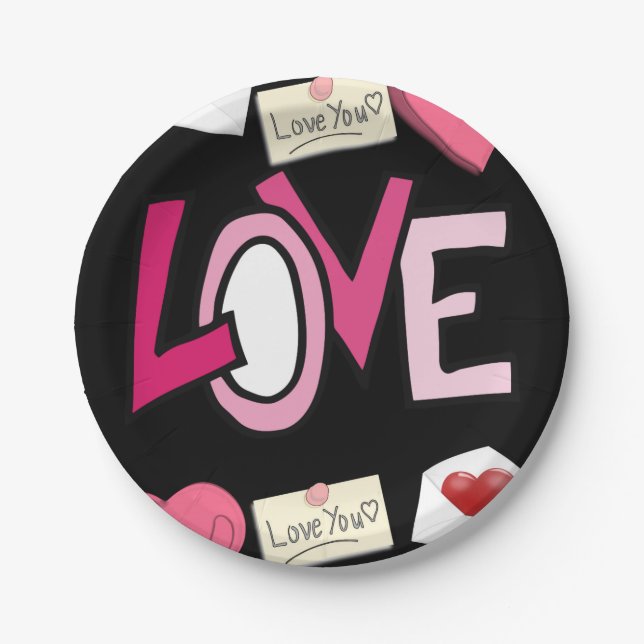 Prato De Papel Dia de os namorados de placas de papel (Frente)