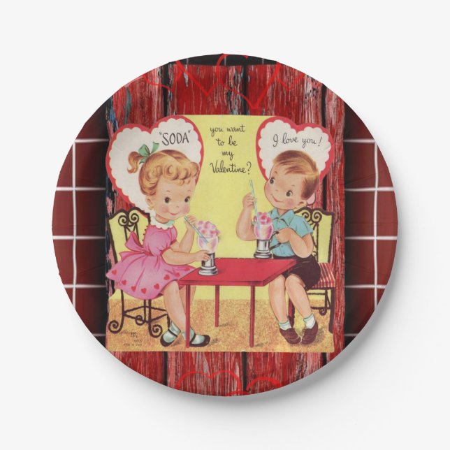 Prato De Papel Dia de os namorados de placas de papel (Frente)