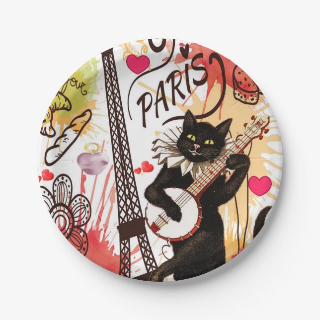 Prato De Papel Dia de os namorados de placas de papel, Paris Fran (Frente)