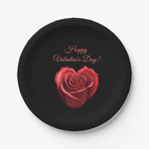 Prato De Papel Dia de os namorados em forma de Rosa vermelha card