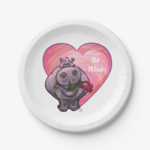 Prato De Papel Dia de os namorados Hippopotamus