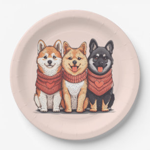 Prato De Papel Dia de os namorados Shiba Inu Dogs