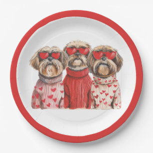Prato De Papel Dia de os namorados Shih Tzu Dogs