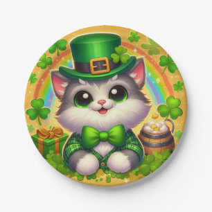 Prato De Papel Dia de São Patrício, gato/gatinho