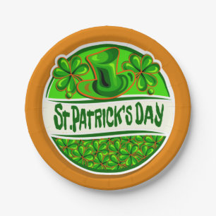 Prato De Papel Dia de São Patrício Hat Shamrocks Verde Laranja pe