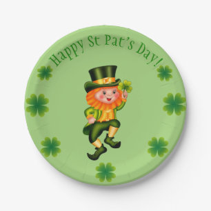 Prato De Papel Dia de São Patrício Leprechaun