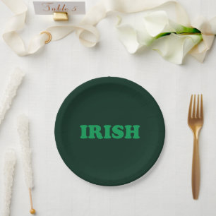 Prato De Papel Dia de São Patrick, tipografia verde-irlandesa m