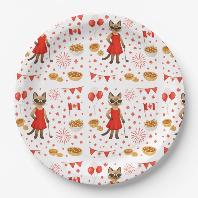 Prato De Papel Dia do Canadá temido pelo golfista que ama gatos (Frente)