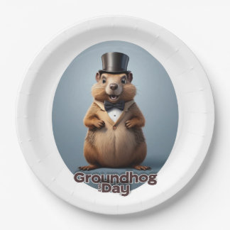 Prato De Papel Dia do Groundhog