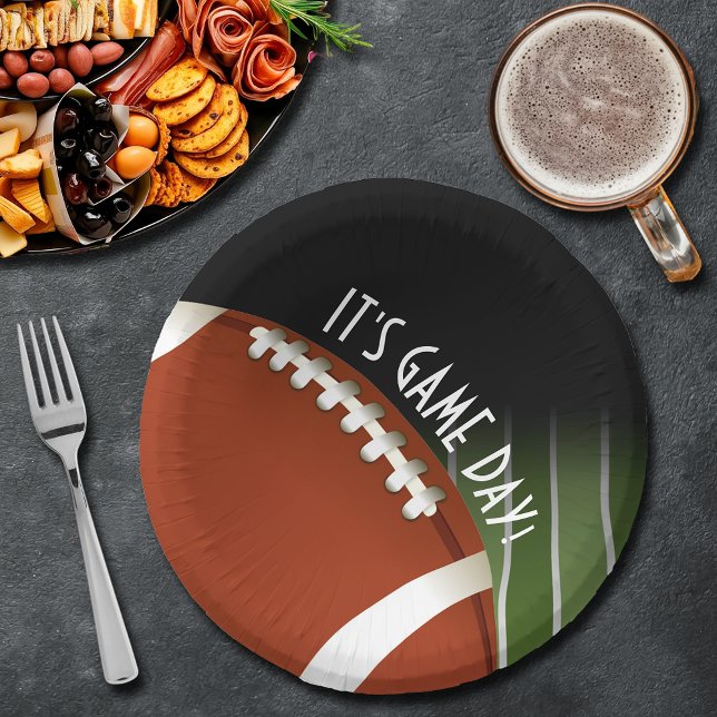 Prato De Papel Dia do Jogo de Futebol (Football Field Game Day Paper Plates)
