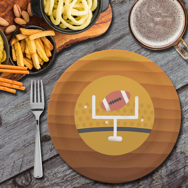 Prato De Papel Dia do Jogo de Futebol (Football upright game day paper plates)