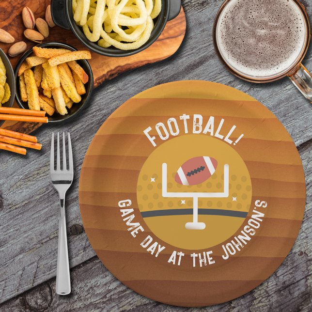 Prato De Papel Dia do Jogo de Futebol (Football Upright Game Day Paper Plates)