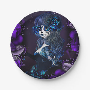 Prato De Papel Dia dos Mortos Crânio de Açúcar Mexicano Festa Rox