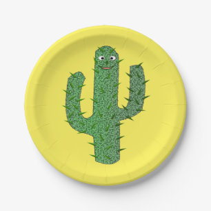 Prato De Papel Dia dos Mortos Felizes Cactus