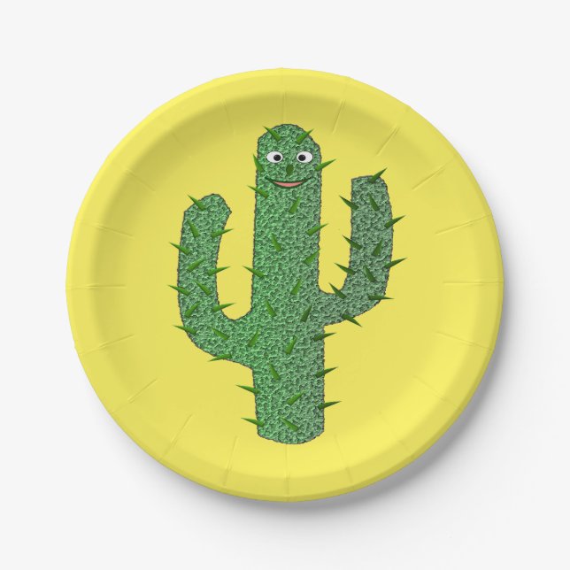 Prato De Papel Dia dos Mortos Felizes Cactus (Frente)