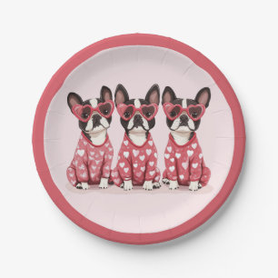 Prato De Papel Dia dos Namorados Cachorros Boston Terrier