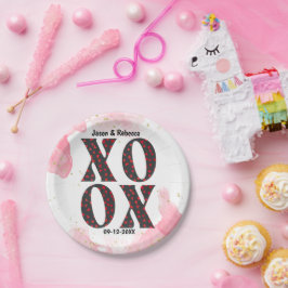 Prato De Papel Dia dos Namorados Felizes do XOXO Moderno