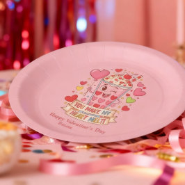 Prato De Papel Dia dos Namorados Personalizado de Milkshake Fofin