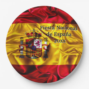 Prato De Papel Dia Nacional Espanhol, Dia Hispânico Espanha,