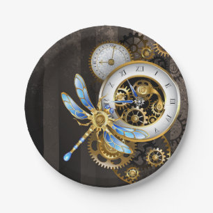 Prato De Papel Dials Steampunk com Dragonfly