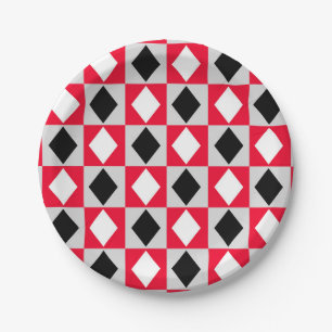 Prato De Papel Diamante Preto Vermelho Branco