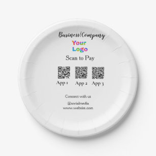 Prato De Papel Digitalizar para pagar o logotipo de empresa Q R c