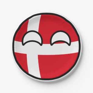 Prato De Papel Dinamarca Geeky de tensão engraçada Countryball