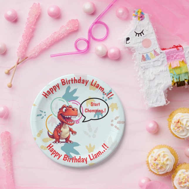 Prato De Papel Dino Roar Festa de aniversário (Festa)