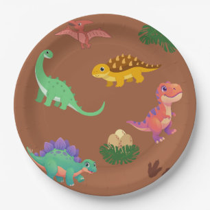 Prato De Papel Dinosauro Moderno Borden com Padrão -