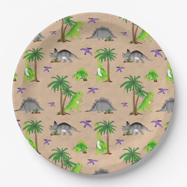 Prato De Papel Dinossaur Land Cute Dino (Frente)