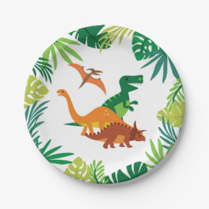 Prato De Papel Dinossaur Plates Boy