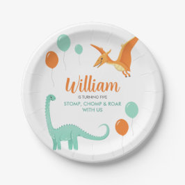 Prato De Papel Dinossaur Stomp Chomp Rawr Festa de aniversário Bo