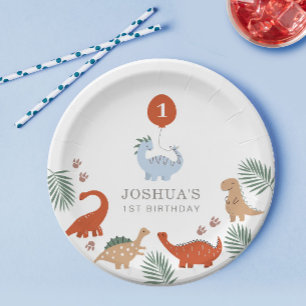 Prato De Papel Dinossauro Boas Primeiro primeiro aniversario