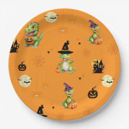 Prato De Papel Dinossauro bonito joga truque de abóbora para trat